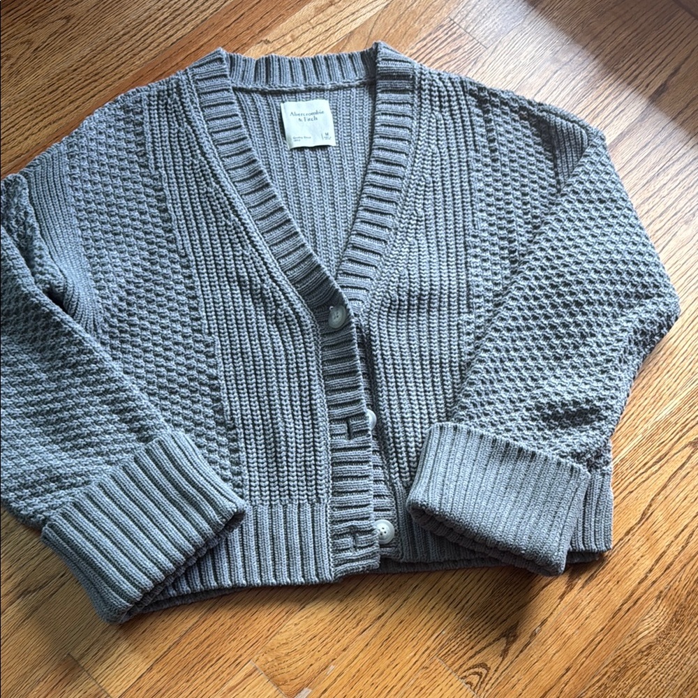 Abercrombie & Fitch Gray Textured Cardigan